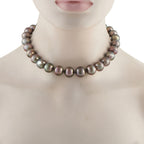 18K White Gold 4.0ct Diamond and Tahitian Pearl Necklace