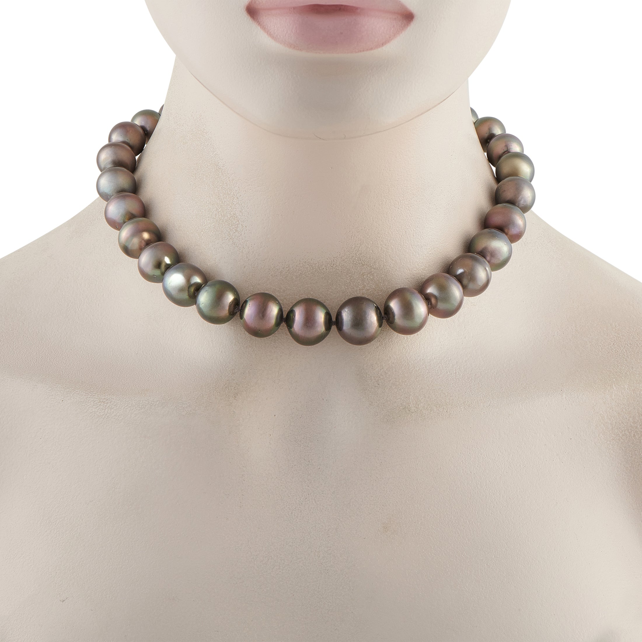 18K White Gold 4.0ct Diamond and Tahitian Pearl Necklace