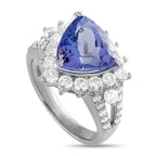 Exclusive 18K White Gold 1.40ct Diamond and Tanzanite Ring MF09-101025 – This Exclusive  white gold ring features a 4