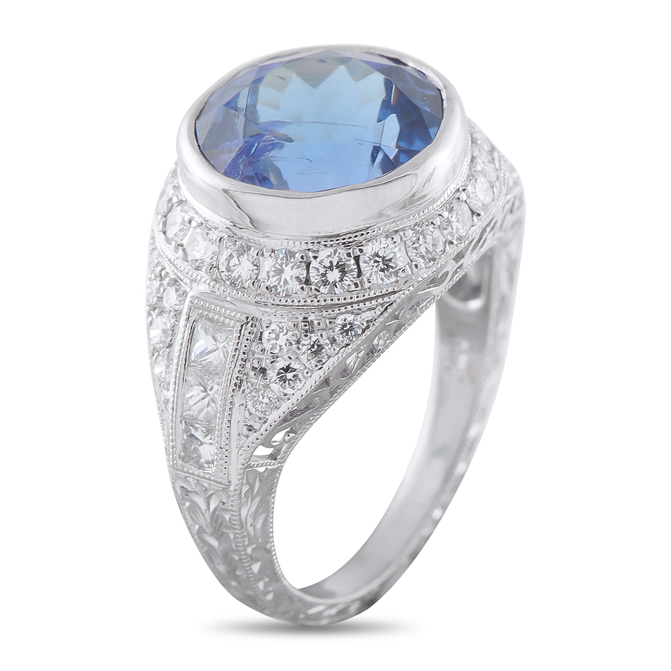18K White Gold 1.20ct Diamond and Tanzanite Ring