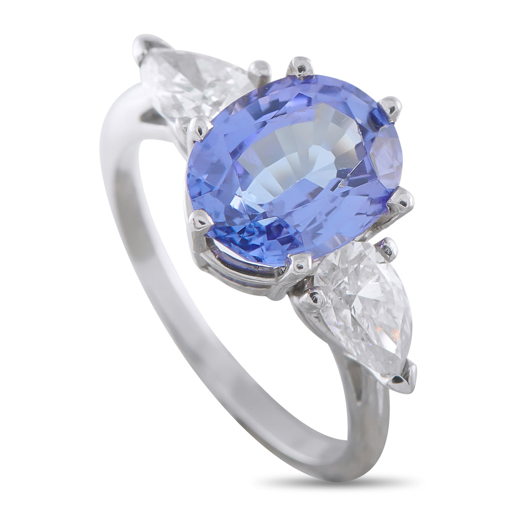18K White Gold 0.90ct Diamond and Tanzanite Ring