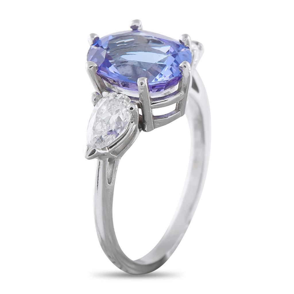 18K White Gold 0.90ct Diamond and Tanzanite Ring
