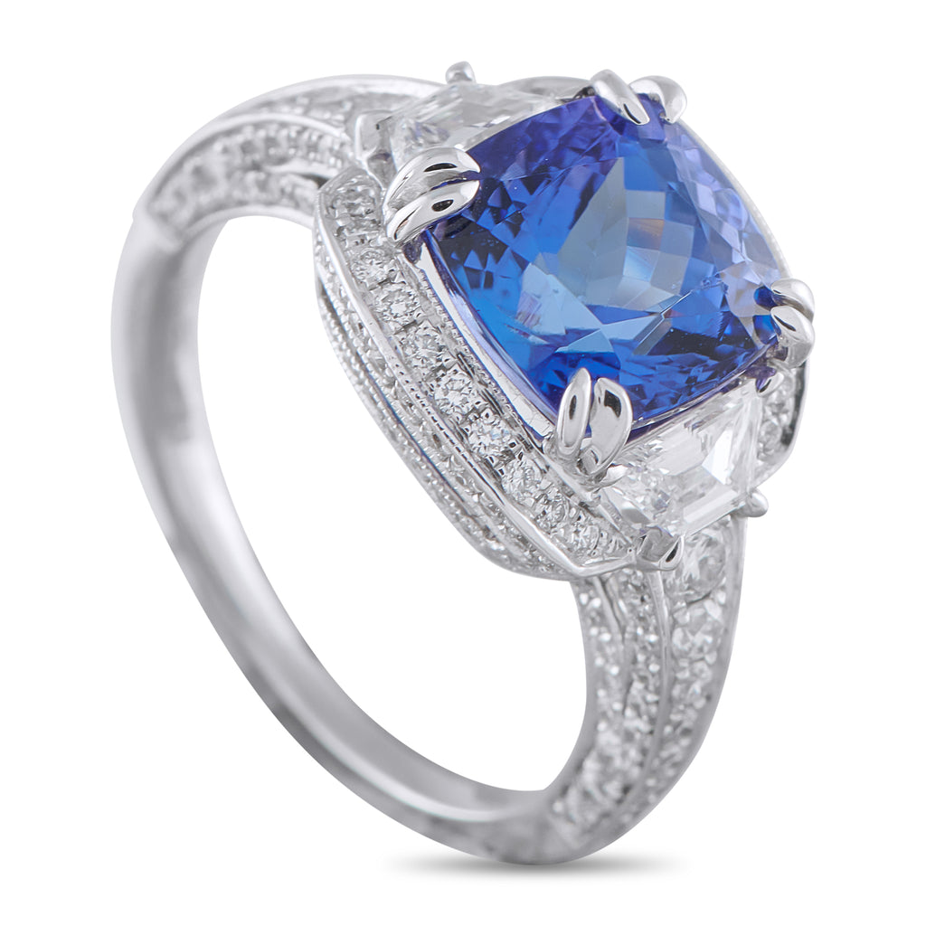 18K White Gold 1.10ct Diamond and Tanzanite Ring