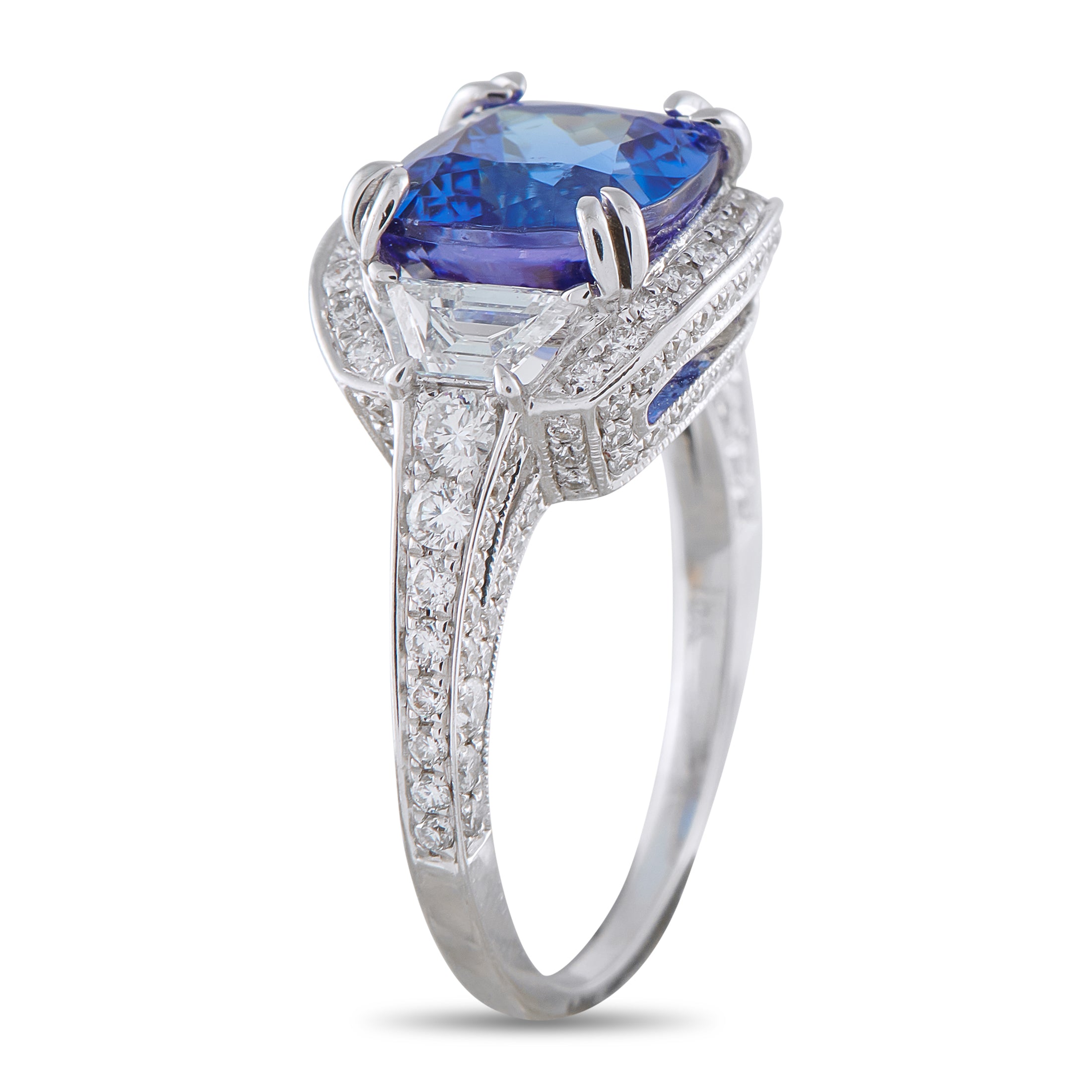 18K White Gold 1.10ct Diamond and Tanzanite Ring