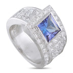 18K White Gold 1.65ct Diamond and Tanzanite Ring