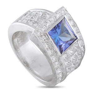 18K White Gold 1.65ct Diamond and Tanzanite Ring