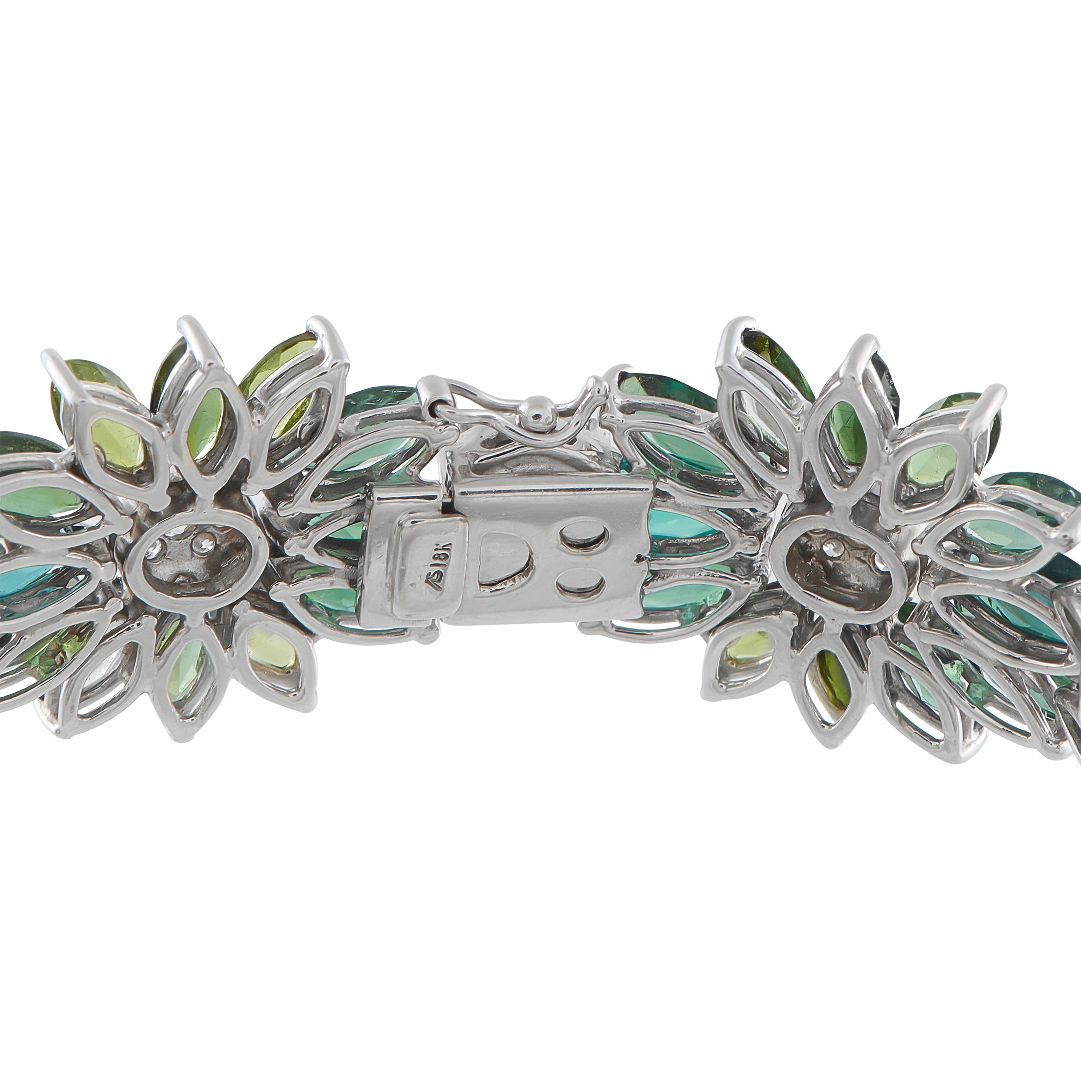 18K White Gold 2.10ct Diamond and Tourmaline Bracelet