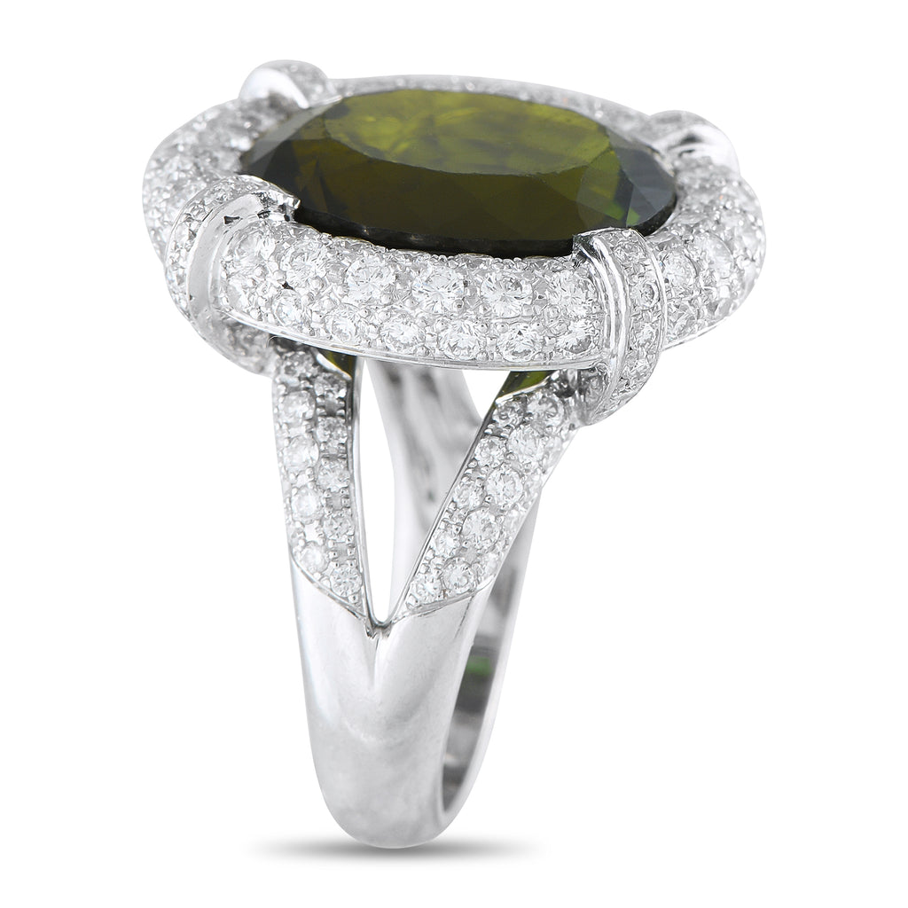 18K White Gold 3.30ct Diamond and Tourmaline Ring