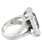 18K White Gold 3.30ct Diamond and Tourmaline Ring