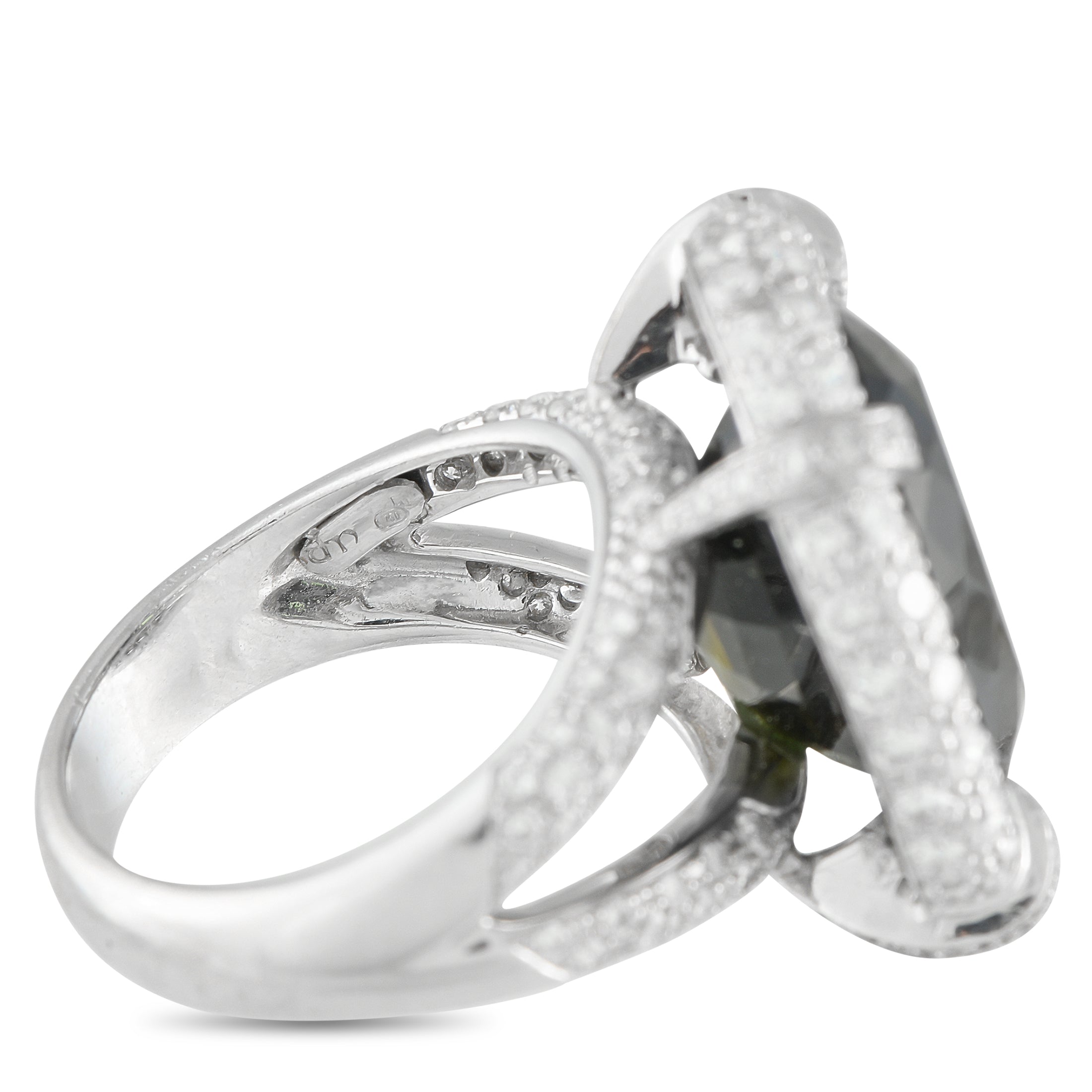 18K White Gold 3.30ct Diamond and Tourmaline Ring