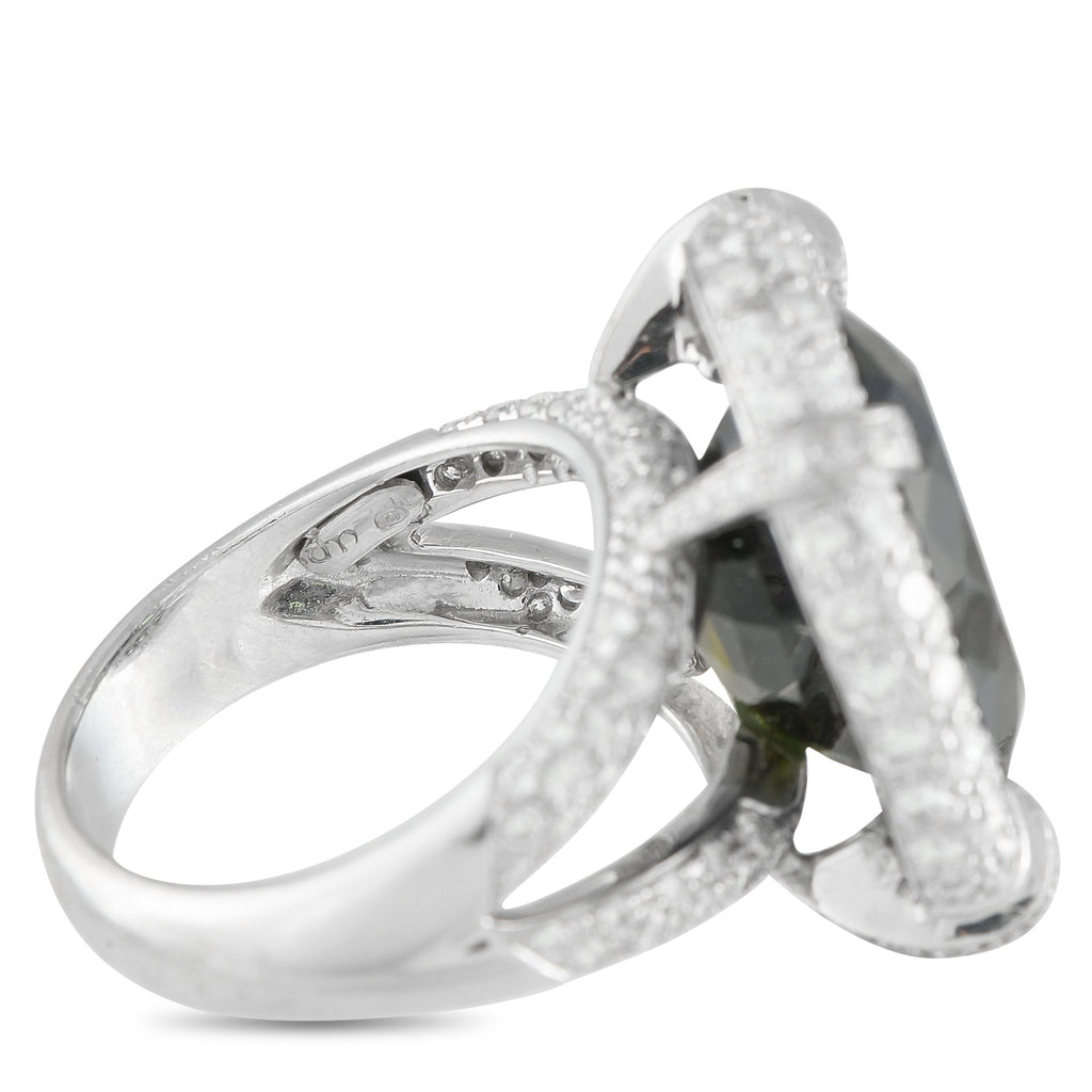 Exclusive 18K White Gold 3.30ct Diamond and Tourmaline Ring