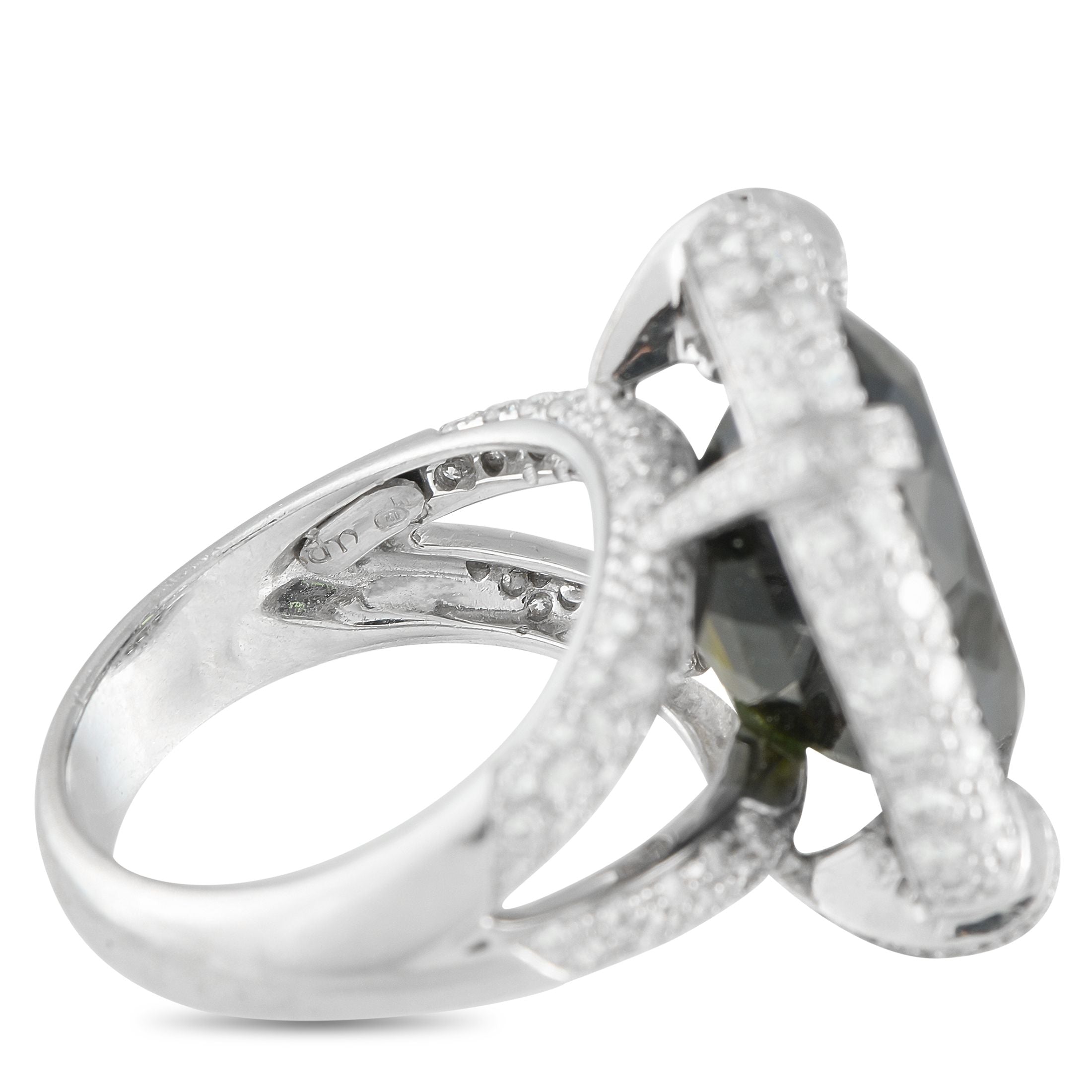 Exclusive 18K White Gold 3.30ct Diamond and Tourmaline Ring
