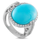 18K White Gold 0.75ct Diamond and Turquoise Ring