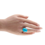 18K White Gold 0.75ct Diamond and Turquoise Ring