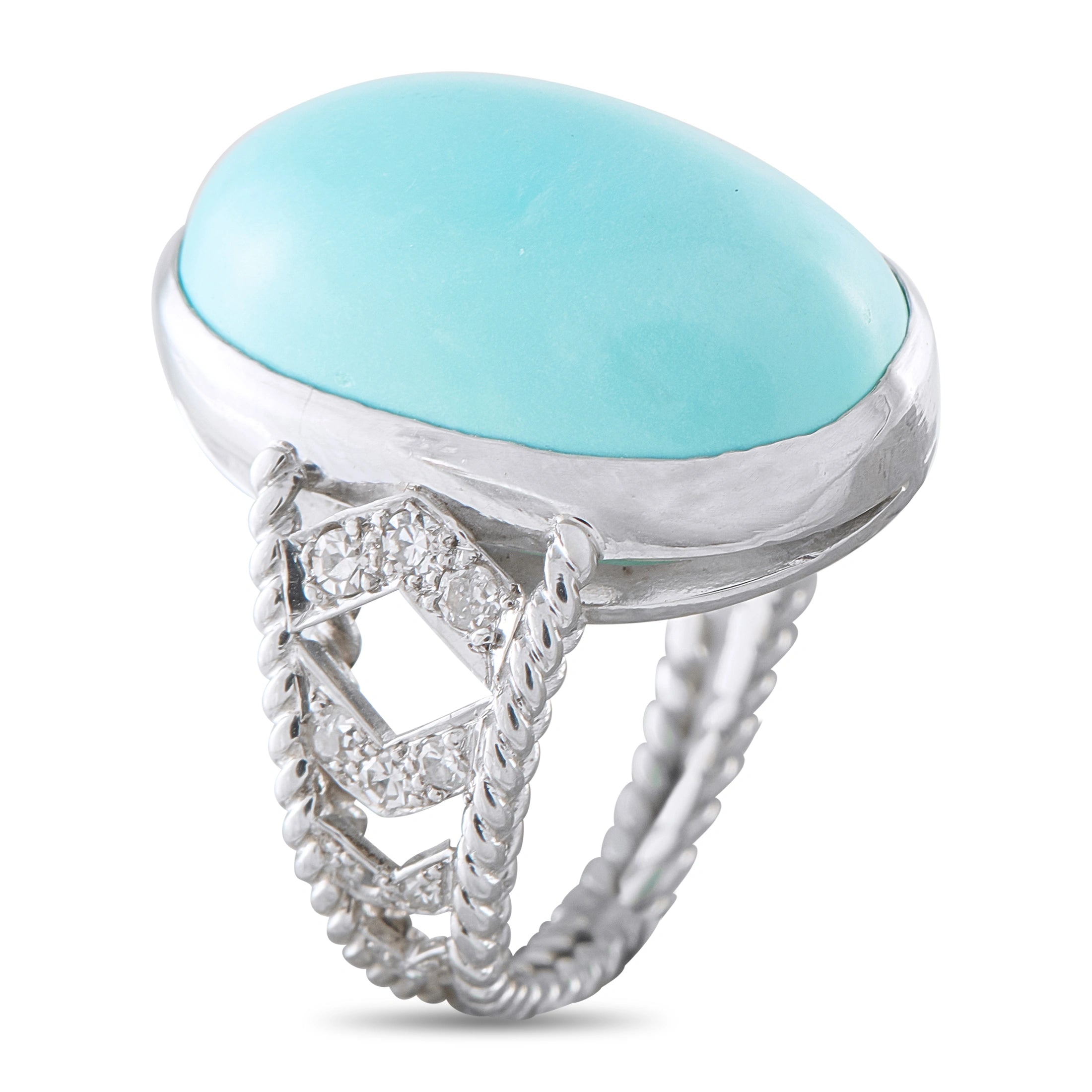 18K White Gold 0.20ct Diamond and Turquoise Ring
