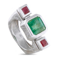 18K White Gold 3.0ct Emerald and Ruby Ring