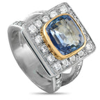 Exclusive  18K White Gold 0.96ct Diamond and Sapphire Cocktail Ring