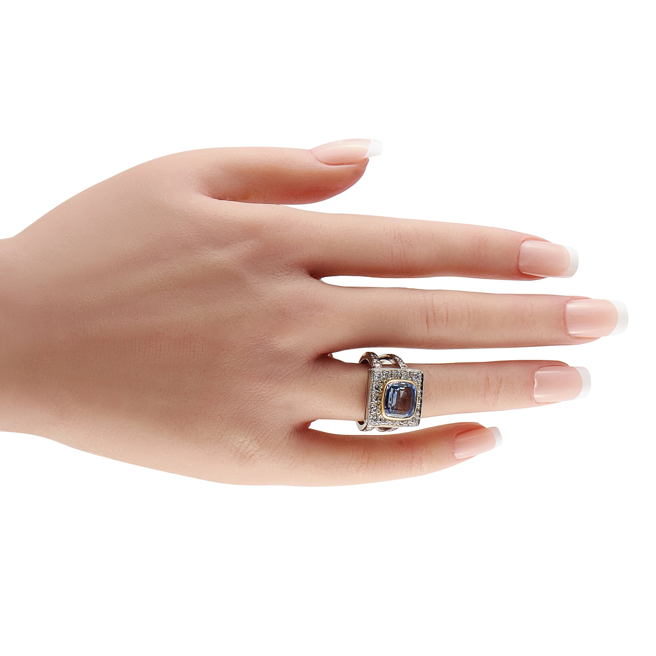 18K White Gold 0.96ct Diamond and Sapphire Cocktail Ring