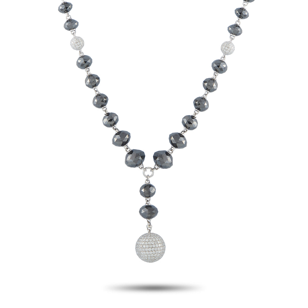 18K White Gold 15.49ct White and Black Diamond Necklace