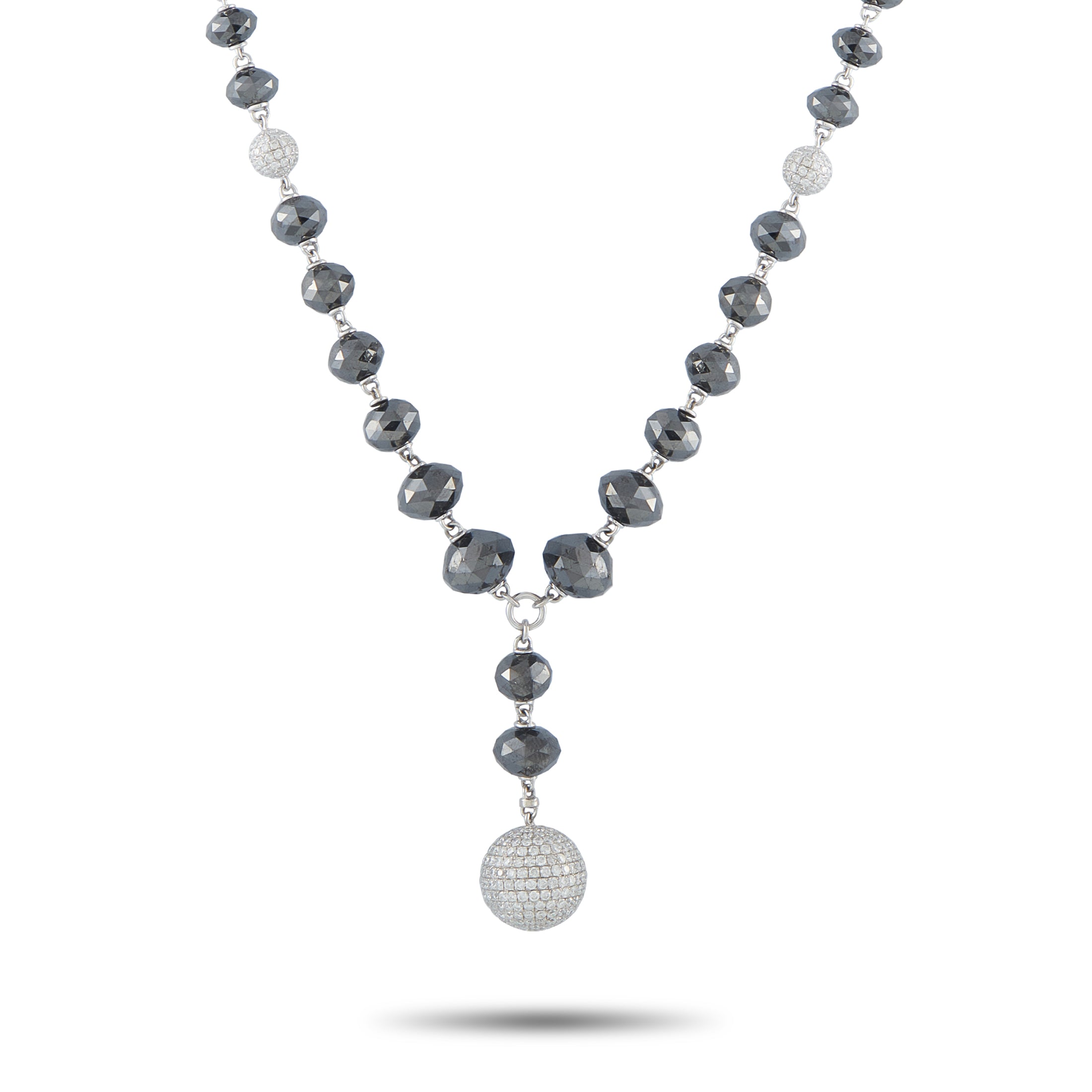18K White Gold 15.49ct White and Black Diamond Necklace