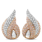 18K White and Rose Gold 2.7 ct White Diamond and 4.20 ct Pink Diamond Shell Earrings