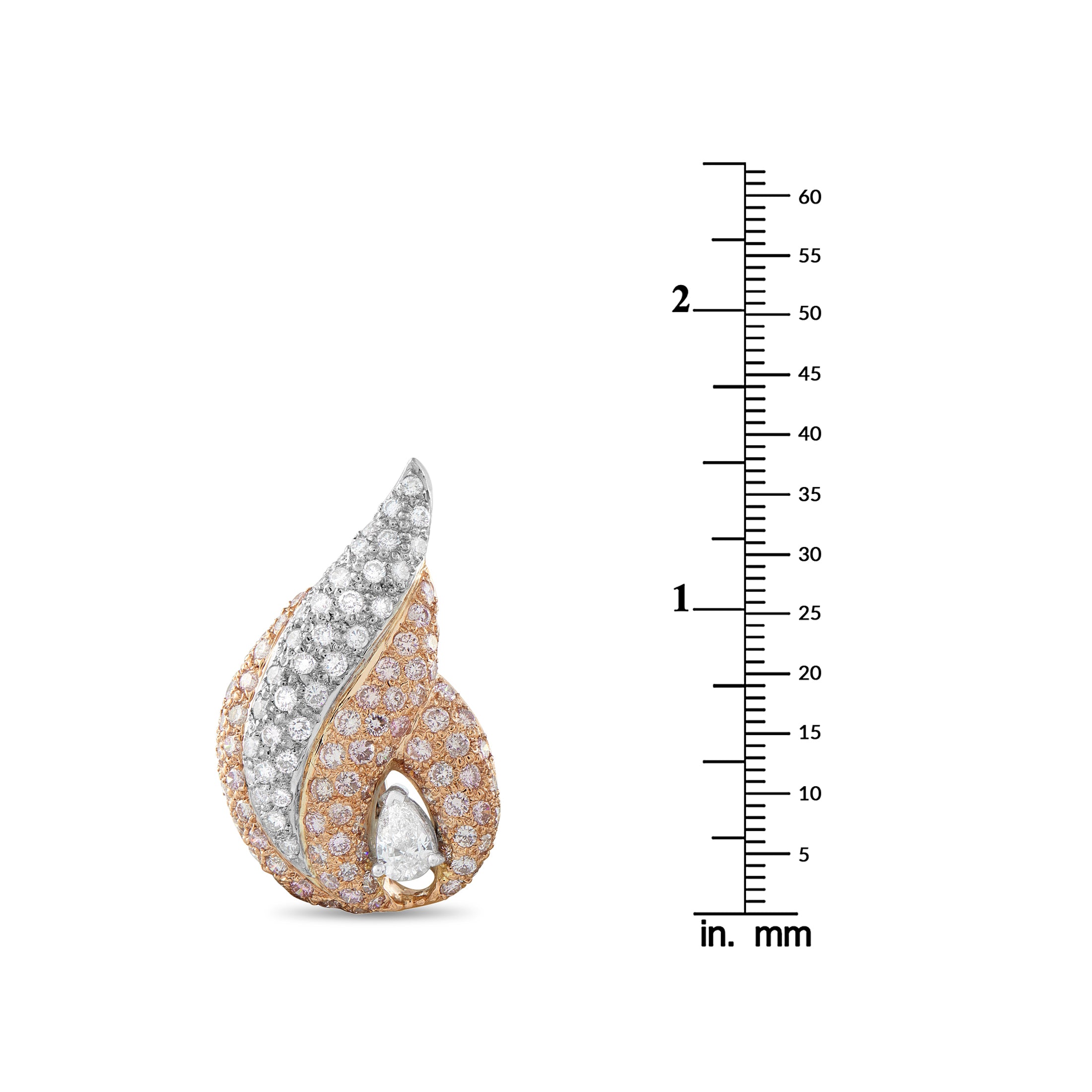 18K White and Rose Gold 2.7 ct White Diamond and 4.20 ct Pink Diamond Shell Earrings