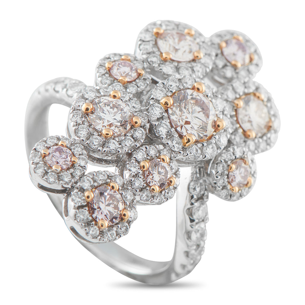 18K White Gold 2.42ct White and Pink Diamond Ring