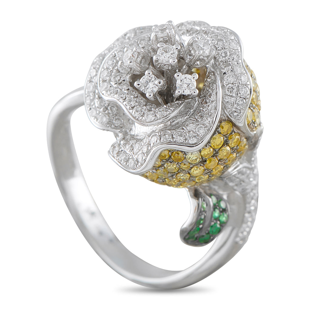 18K White Gold 1.20ct Diamond Flower Ring