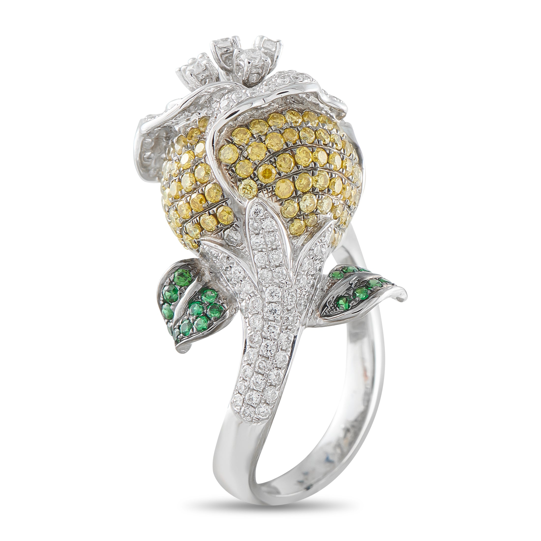 18K White Gold 1.20ct Diamond Flower Ring