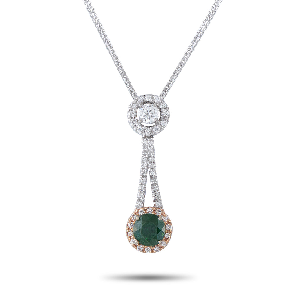 18K White and Rose Gold 0.57ct Diamond and Demantoid Pendant