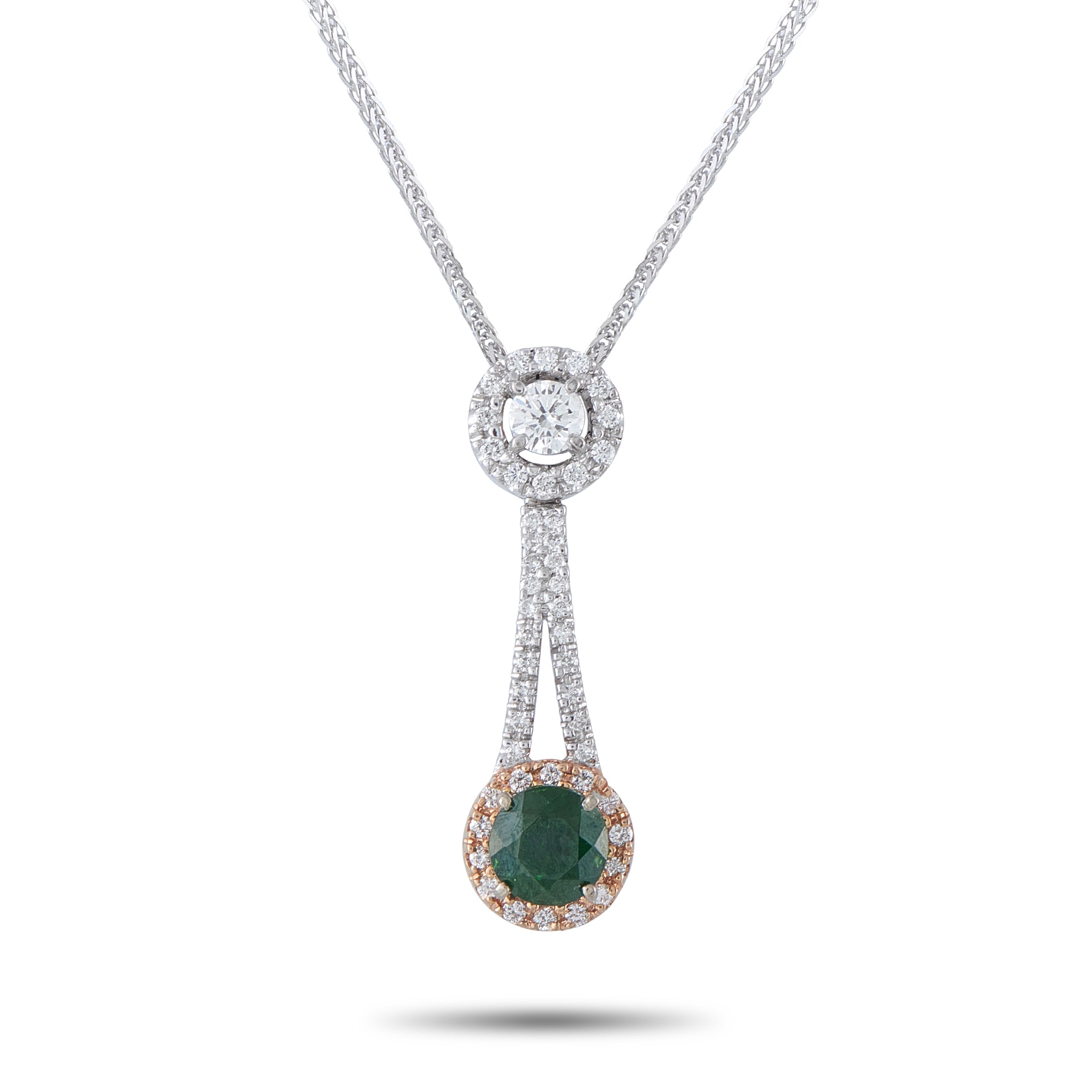18K White and Rose Gold 0.57ct Diamond and Demantoid Pendant