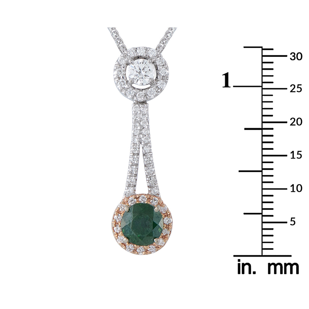 18K White and Rose Gold 0.57ct Diamond and Demantoid Pendant
