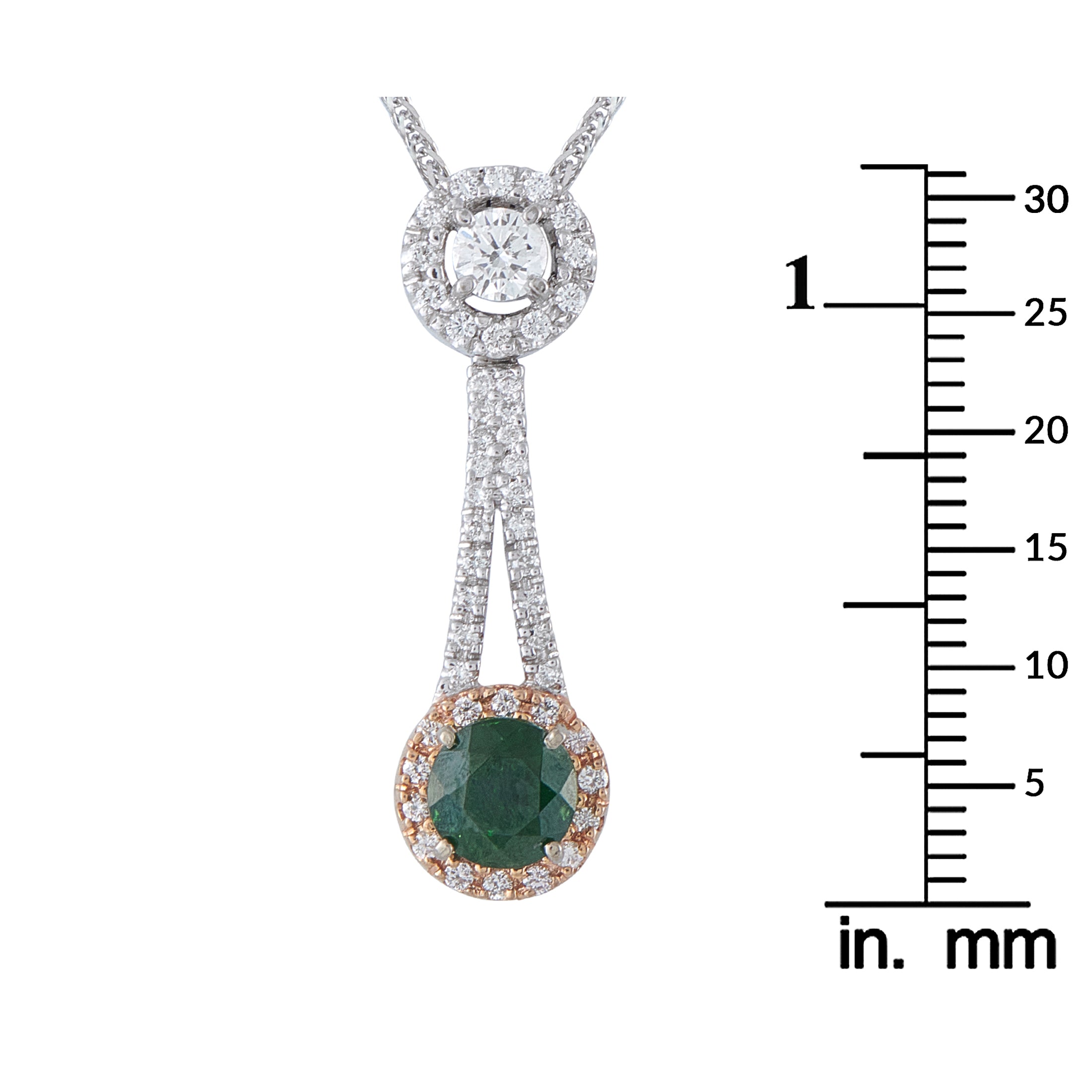 18K White and Rose Gold 0.57ct Diamond and Demantoid Pendant
