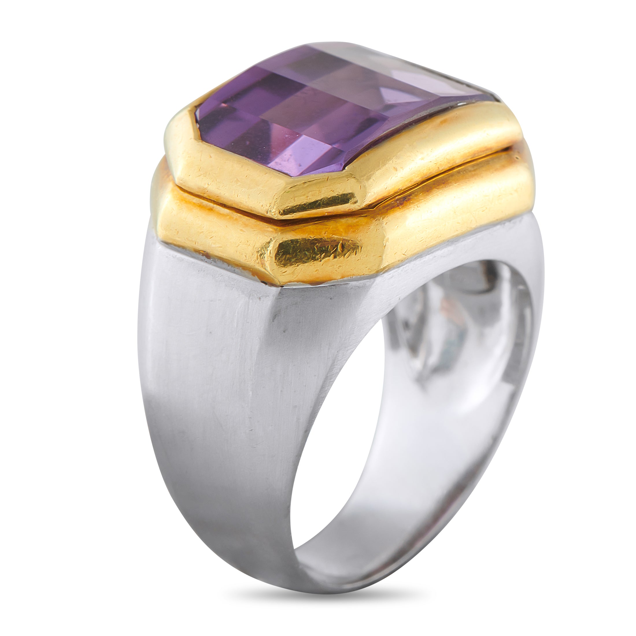 18K White and Yellow Gold Amethyst Ring