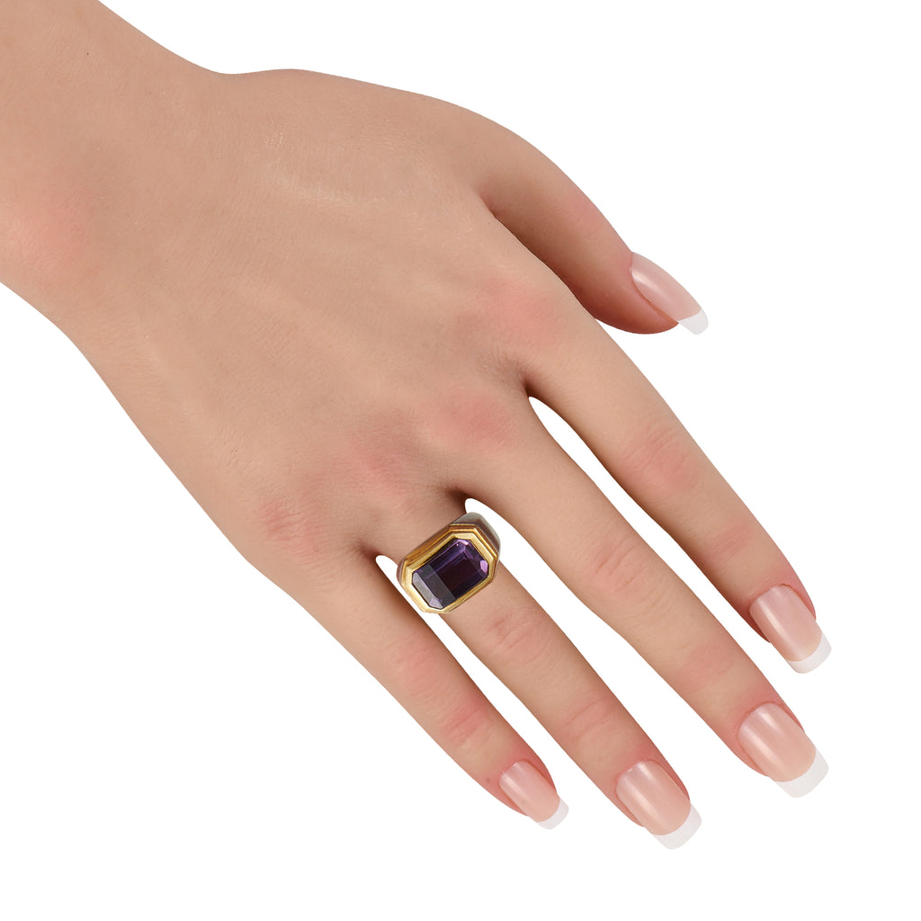 18K White and Yellow Gold Amethyst Ring