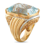 18K White and Yellow Gold 0.15ct Diamond and Aquamarine Ring