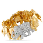 18K White and Yellow Gold 2.90ct Diamond Elephant Bracelet