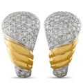 18K white and yellow gold diamond clip with pavé-set pear-shaped design
