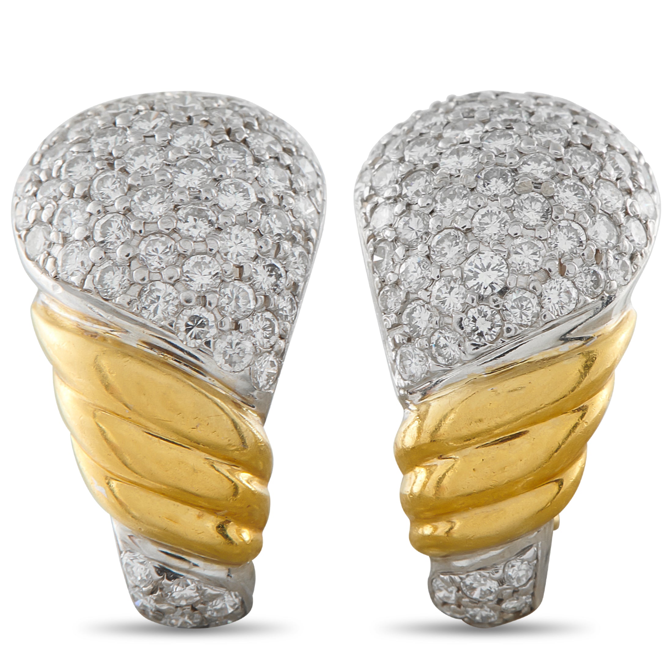 18K White and Yellow Gold 2.77ct Diamond Clip-On Earrings