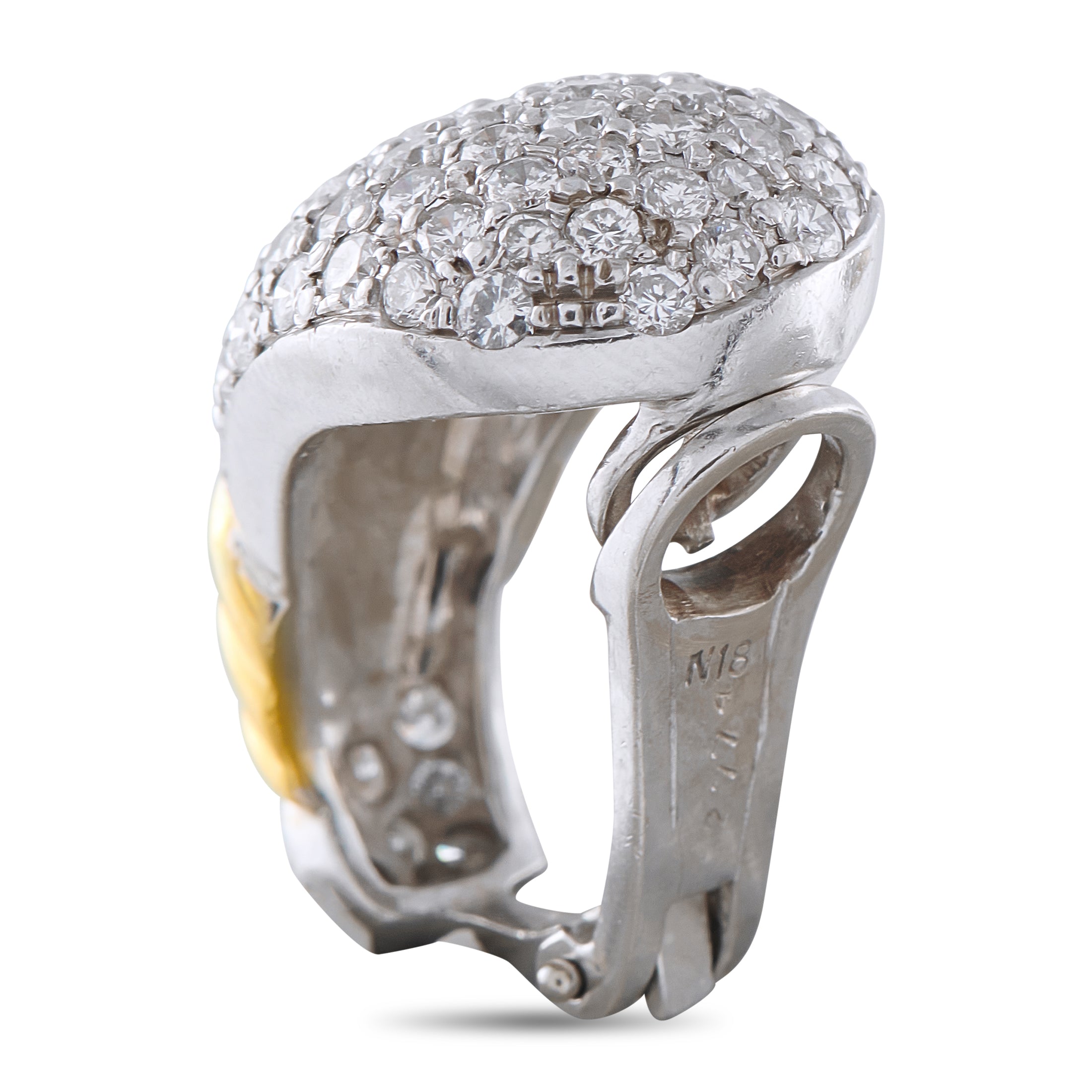 18K White and Yellow Gold 2.77ct Diamond Clip