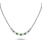 Exclusive 18K White and Yellow Gold 1.65ct Diamond and Emerald Necklace – An exquisite creation of style and presence