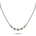 Exclusive 18K White and Yellow Gold 1.65ct Diamond and Emerald Necklace MF26-090225 – An exquisite creation of style and pres