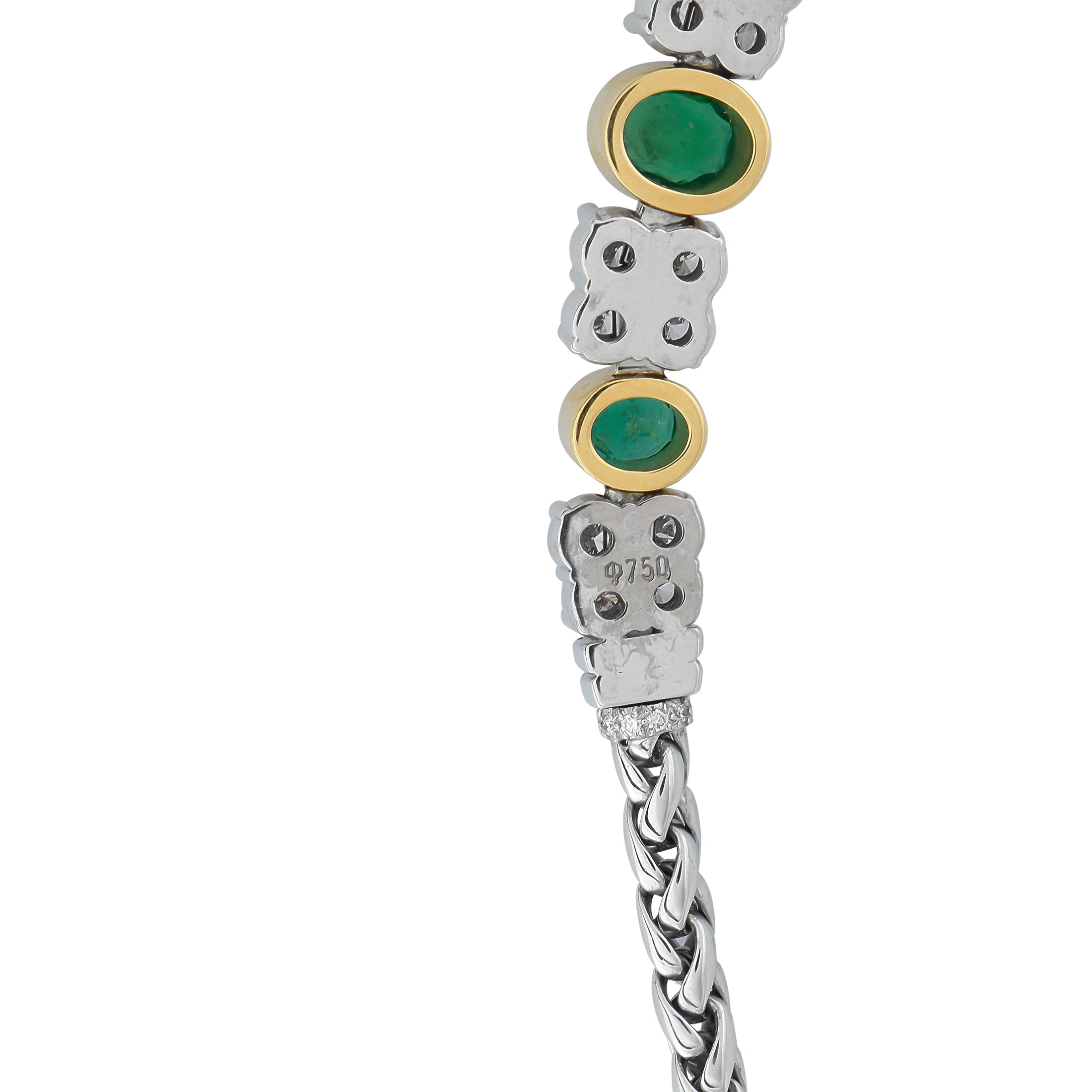 Exclusive 18K White and Yellow Gold 1.65ct Diamond and Emerald Necklace