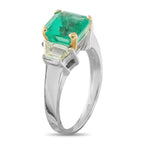 18K White and Yellow Gold 0.60ct Diamond and Emerald Ring