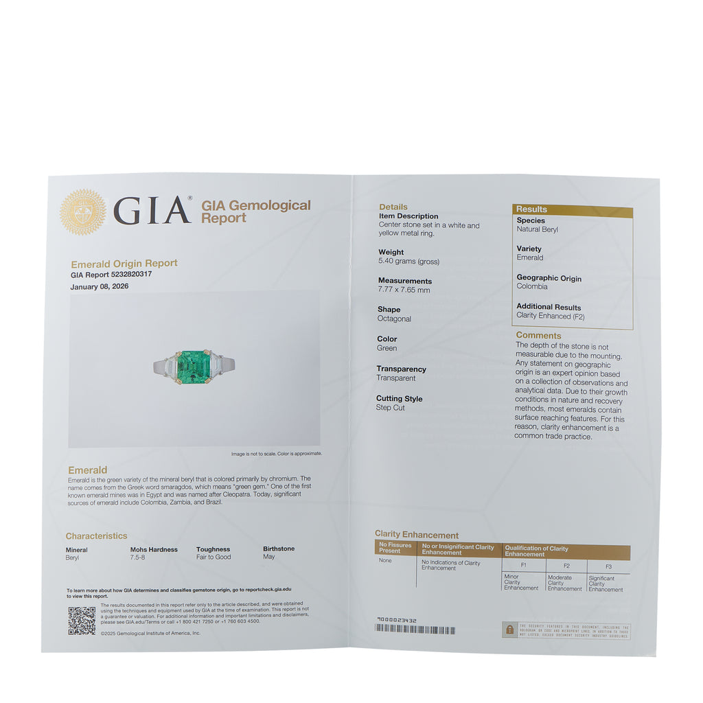 18K White and Yellow Gold 0.60ct Diamond and Emerald Ring