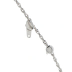 Oval diamond pendant clasp view on silver link chain