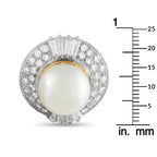 18K White and Yellow Gold 4.25ct Diamond Pearl Earrings