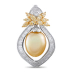 Exclusive  18K White and Yellow Gold 3.0ct Diamond and Pearl Pendant