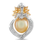 18K White and Yellow Gold 3.0ct Diamond and Pearl Pendant