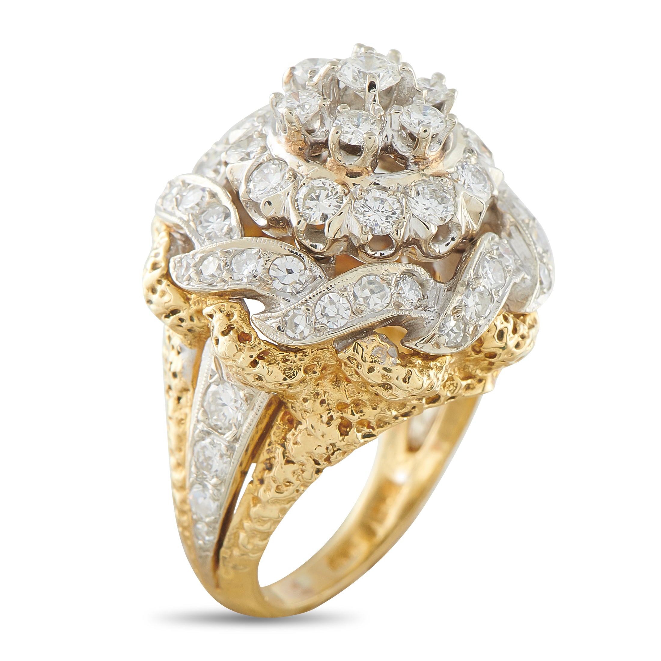 18K Yellow and White Gold 2.25ct Diamond Statement Ring